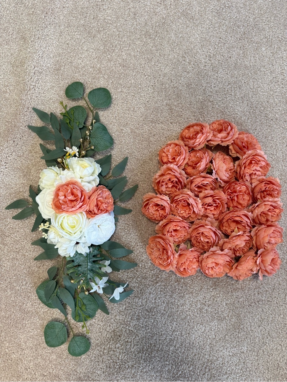 Wedding floral swag & individual roses